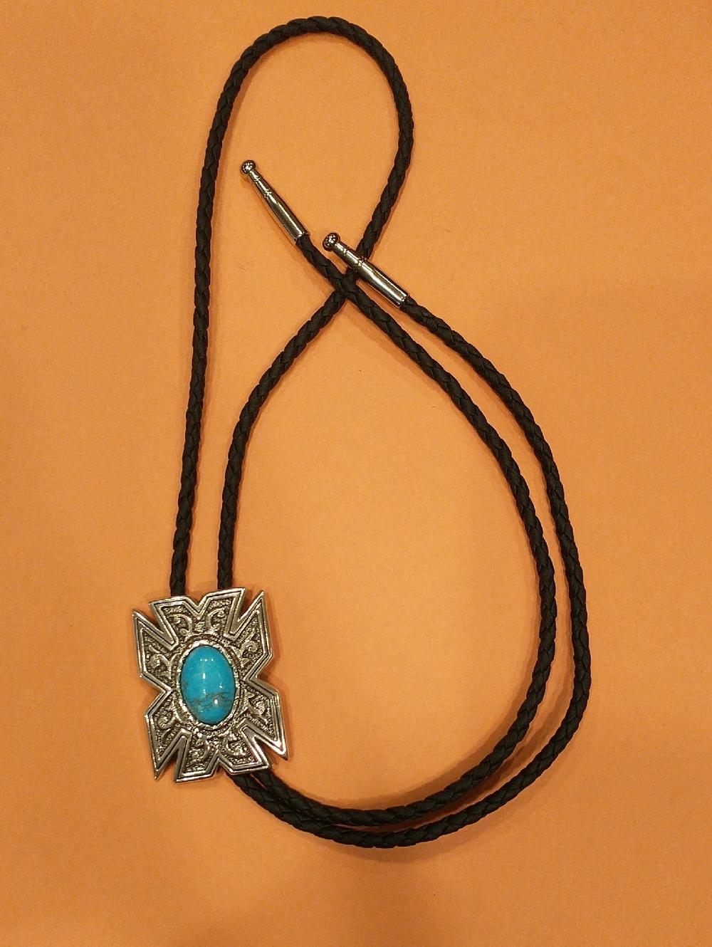 Silver-Tone Turquoise Western Bolo Tie